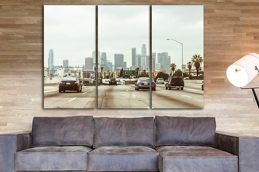 Los Angeles city canvas Highway wall art California Skyline travel decor
