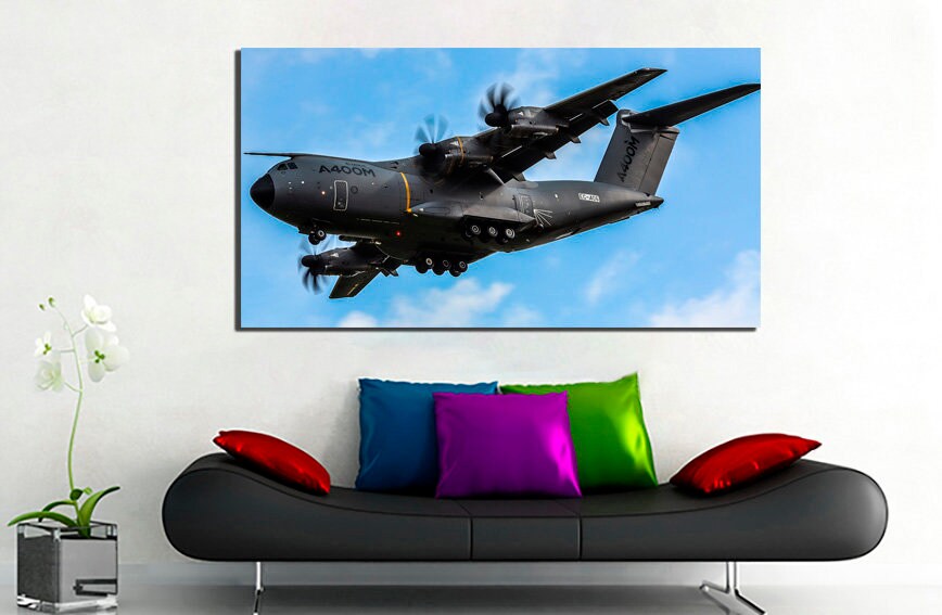 Airplane wall print Airbus military art Engine canvas Mechanism decor Aviation photo Boy room decor Airbus A400M