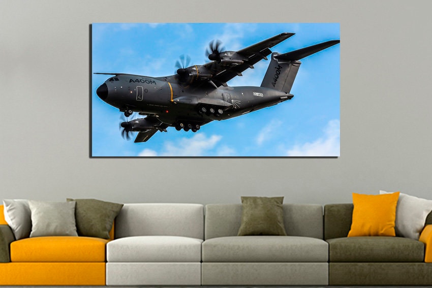 Airplane wall print Airbus military art Engine canvas Mechanism decor Aviation photo Boy room decor Airbus A400M