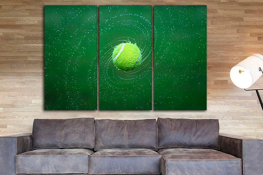 Tennis ball canvas Sports wall art Baby room decor Splashing water Gift to athlete print
