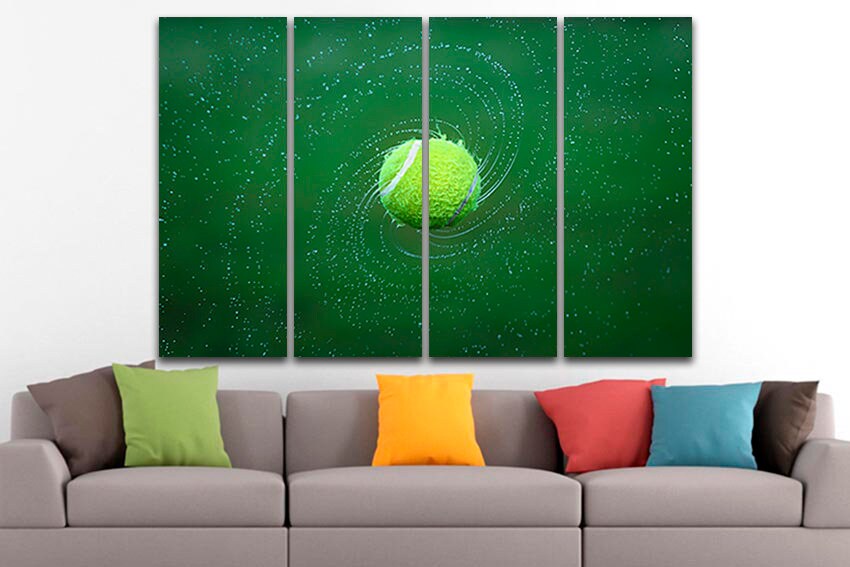 Tennis ball canvas Sports wall art Baby room decor Splashing water Gift to athlete print