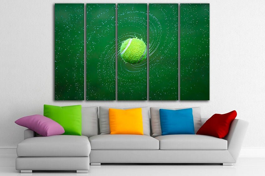 Tennis ball canvas Sports wall art Baby room decor Splashing water Gift to athlete print