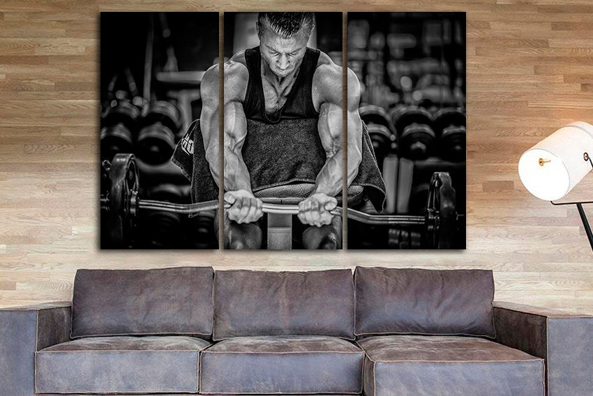 Aerobic art Powerlifting canvas Gym sport Strong man Athletic decor Barbell print