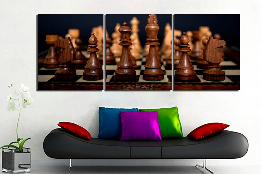 Chess wall décor Chess canvas Game chess art Chess board print