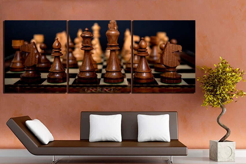 Chess wall décor Chess canvas Game chess art Chess board print