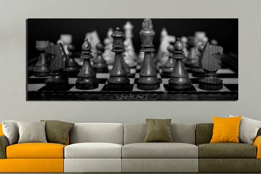 Chess wall décor Chess canvas Game chess art Chess board print