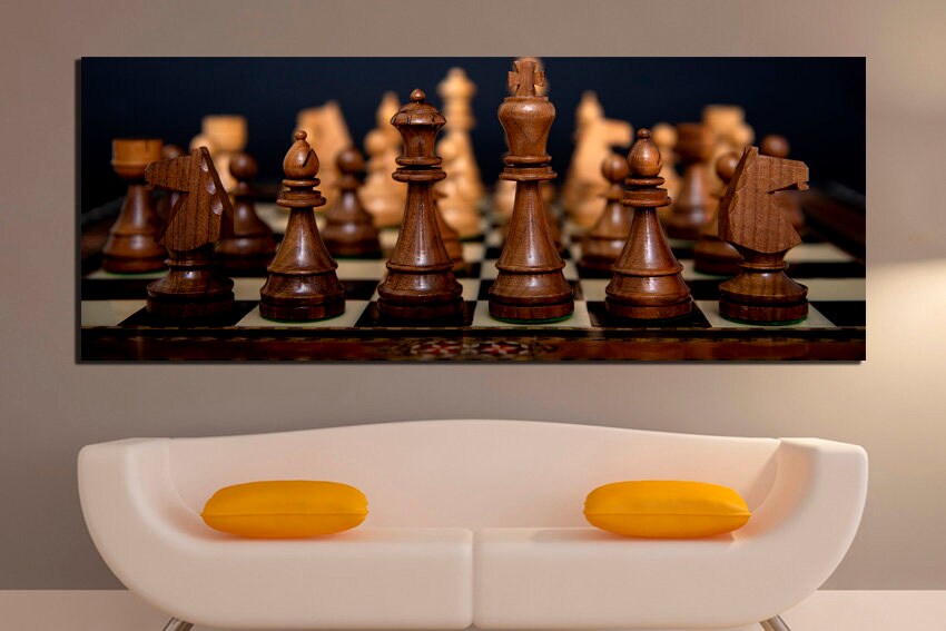Chess wall décor Chess canvas Game chess art Chess board print