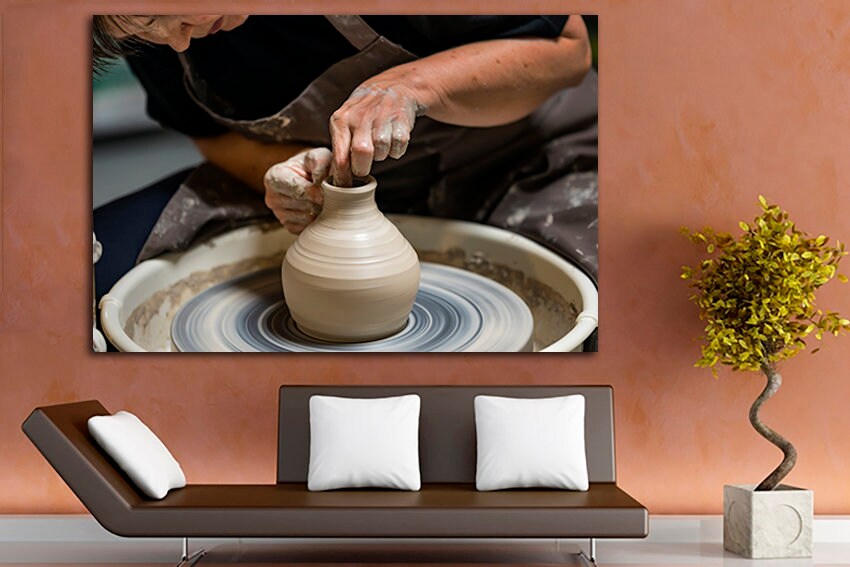 Pottery canvas Clay pot Ceramist wall art Clay vase décor workshop art works