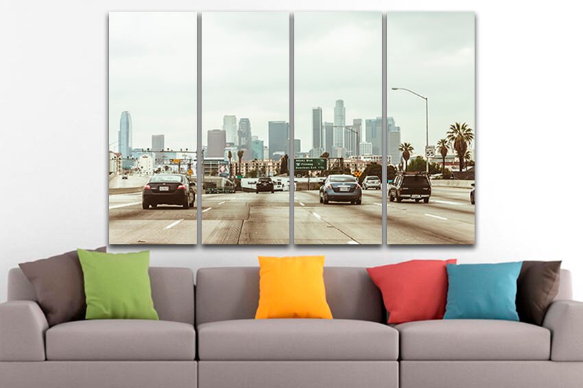 Los Angeles city canvas Highway wall art California Skyline travel decor
