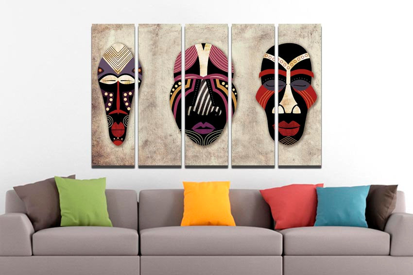 African mask art Ethnic canvas Tribal mask décor African wall art Traditional print Africa artwork Bedroom art Face mask print Gift decor