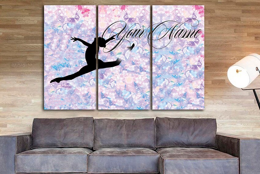 Art of gymnastics canvas Personalized name Custom gift for girl Fitness wall art works Rhythmic décor