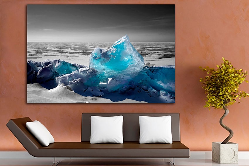 Ice canvas art Ocean wall décor Seascape print Nature artwork