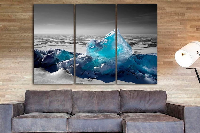 Ice canvas art Ocean wall décor Seascape print Nature artwork