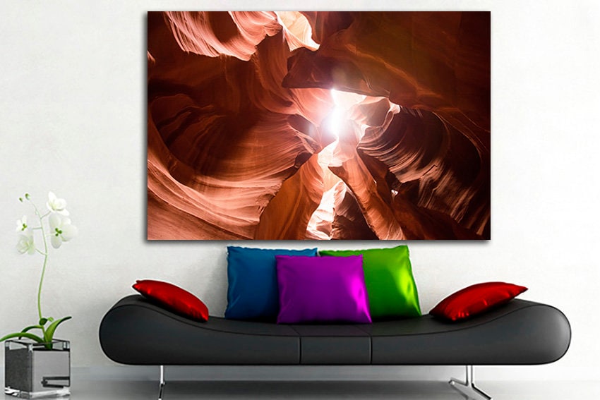 Lower Antelope canyon canvas Southwestern Arizona Rocks canyon print Sand mountain art National park Red nature wall decor