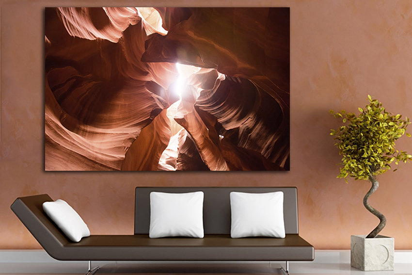 Lower Antelope canyon canvas Southwestern Arizona Rocks canyon print Sand mountain art National park Red nature wall decor