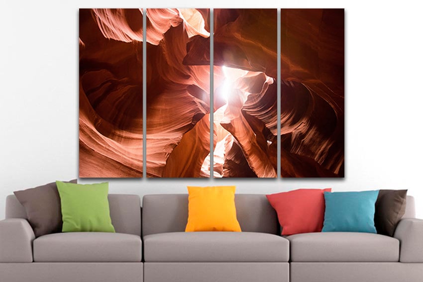 Lower Antelope canyon canvas Southwestern Arizona Rocks canyon print Sand mountain art National park Red nature wall decor