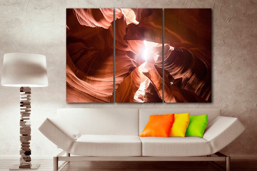 Lower Antelope canyon canvas Southwestern Arizona Rocks canyon print Sand mountain art National park Red nature wall decor