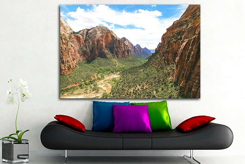 Canvas ready to hang Zion national park Utah wall print Mountain art decor Zion nature Wilderness gift Rocks art