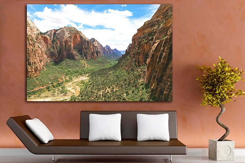 Canvas ready to hang Zion national park Utah wall print Mountain art decor Zion nature Wilderness gift Rocks art