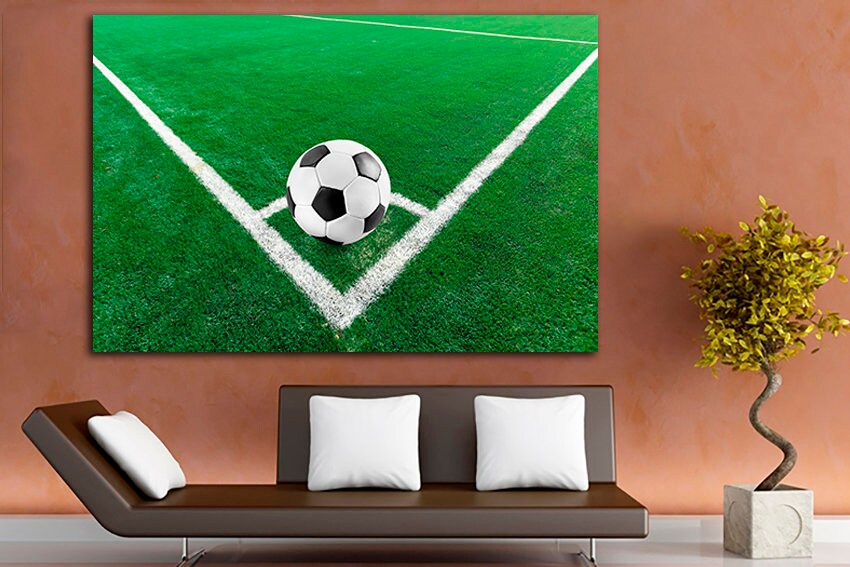 Football canvas Sportsman wall art Soccer artwork Sports decor Boy game room print Ball gift