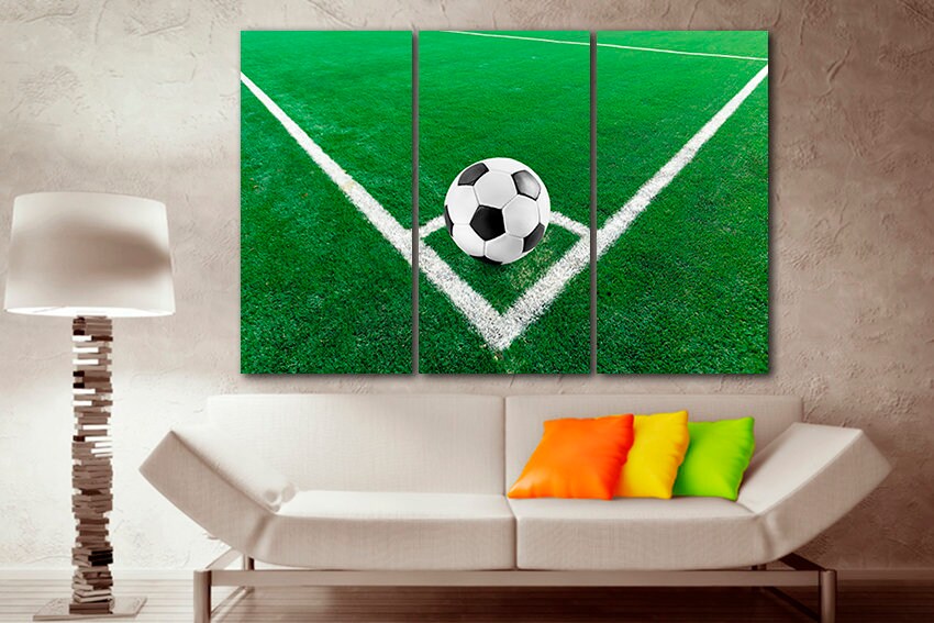 Football canvas Sportsman wall art Soccer artwork Sports decor Boy game room print Ball gift