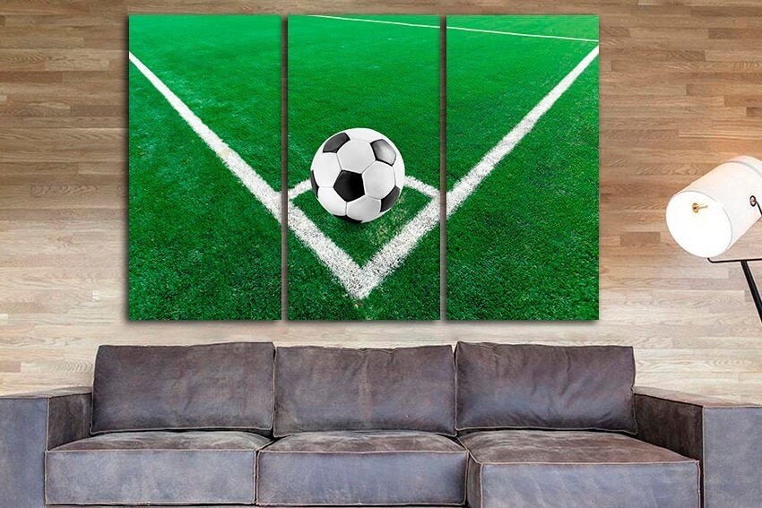 Football canvas Sportsman wall art Soccer artwork Sports decor Boy game room print Ball gift