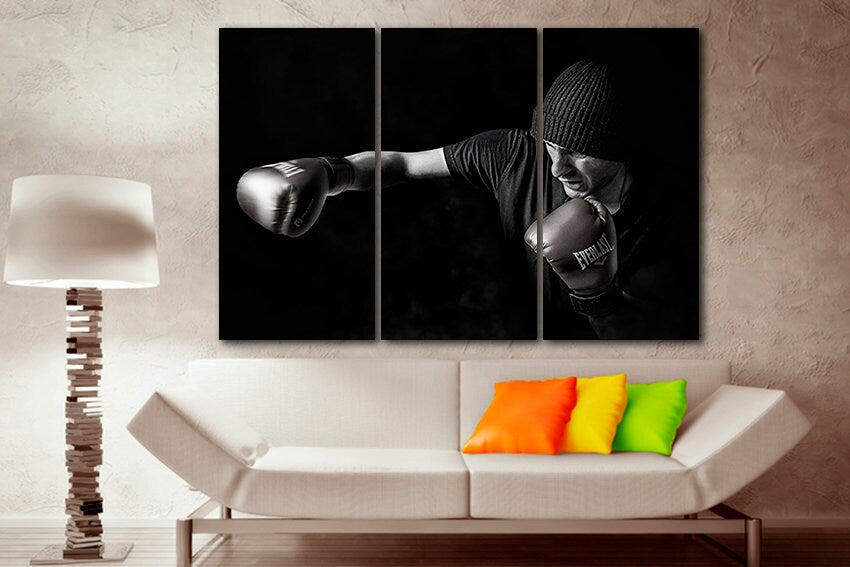 Boxer canvas Gym wall art Boxing gifts decor Sport training Glove décor Energy gym print