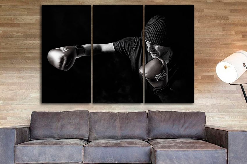 Boxer canvas Gym wall art Boxing gifts decor Sport training Glove décor Energy gym print