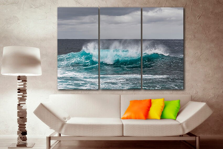 Sea canvas Coast wall decor Water art Wave print Ocean photo Blue artwork Nature art decor Ready to hang