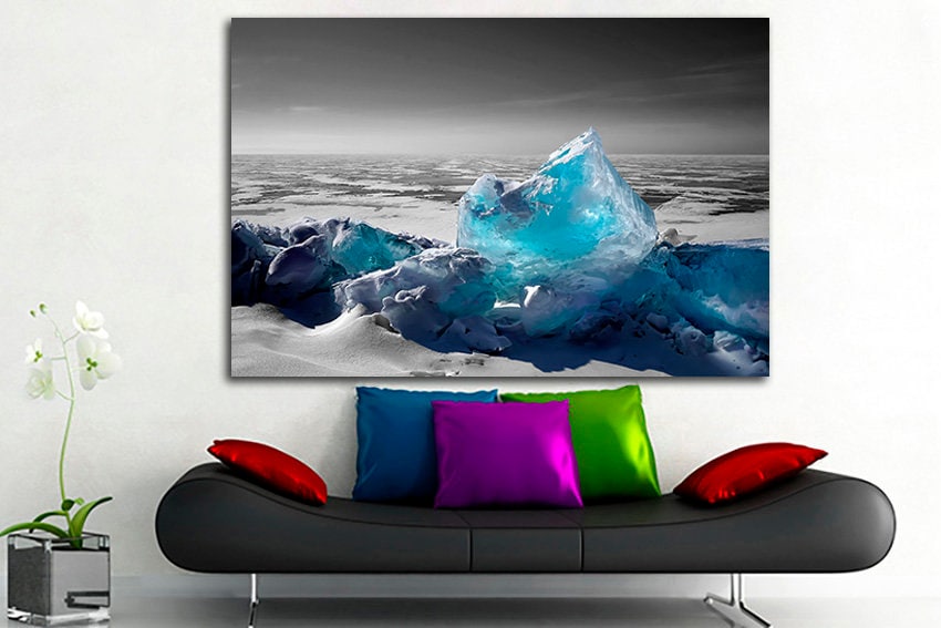 Ice canvas art Ocean wall décor Seascape print Nature artwork