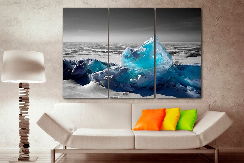 Ice canvas art Ocean wall décor Seascape print Nature artwork
