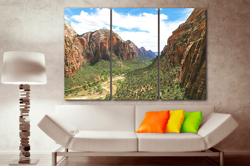 Canvas ready to hang Zion national park Utah wall print Mountain art decor Zion nature Wilderness gift Rocks art