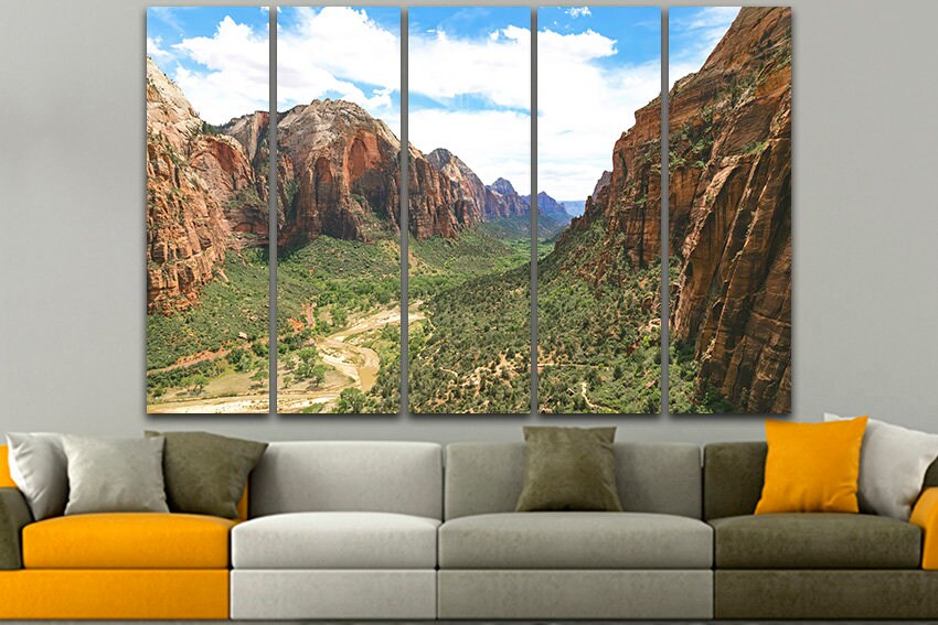 Canvas ready to hang Zion national park Utah wall print Mountain art decor Zion nature Wilderness gift Rocks art