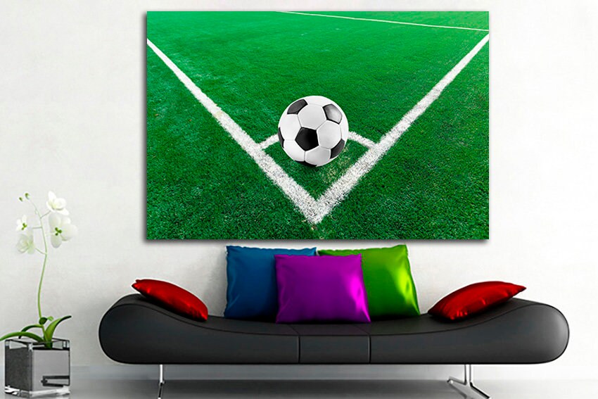 Football canvas Sportsman wall art Soccer artwork Sports decor Boy game room print Ball gift