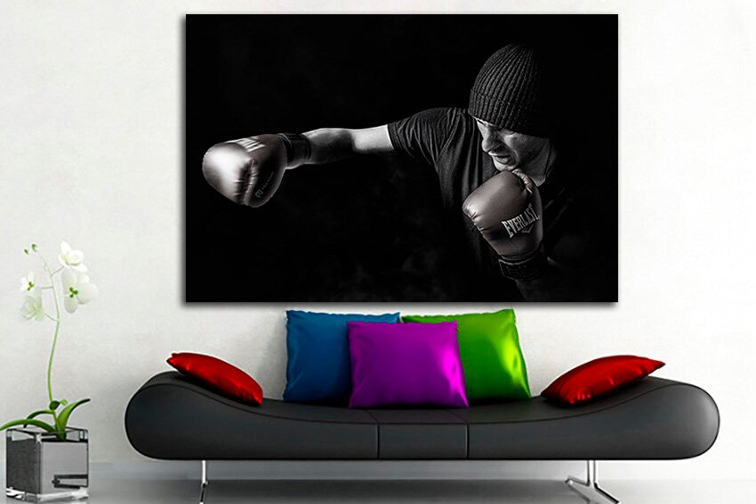 Boxer canvas Gym wall art Boxing gifts decor Sport training Glove décor Energy gym print