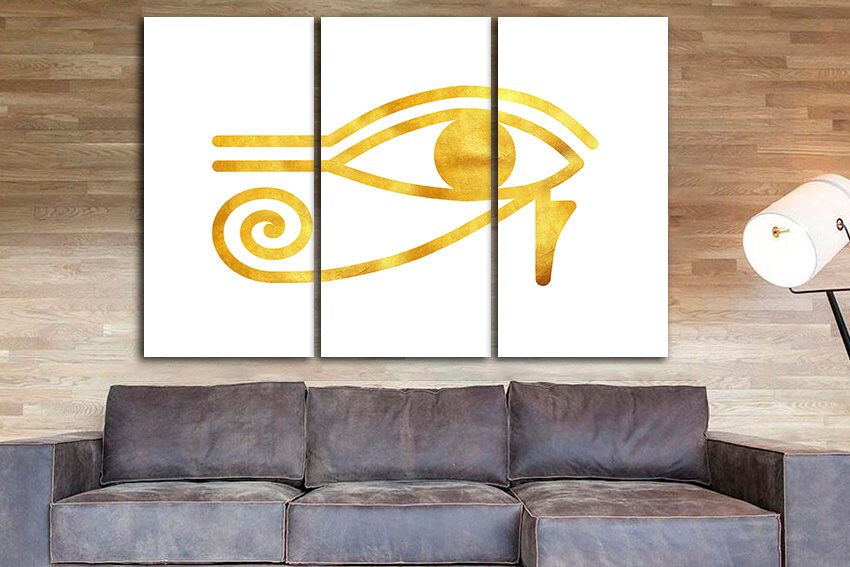 Eye of horus art works Egyptian canvas Eye of Ra Seeing Egypt wall print White yellow art