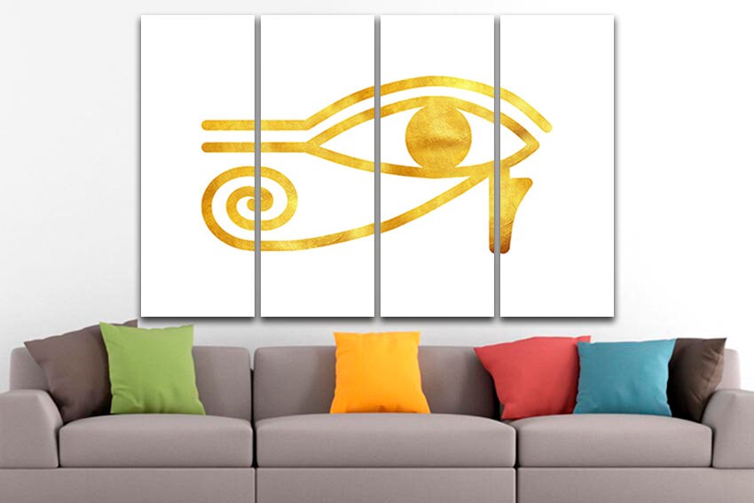 Eye of horus art works Egyptian canvas Eye of Ra Seeing Egypt wall print White yellow art