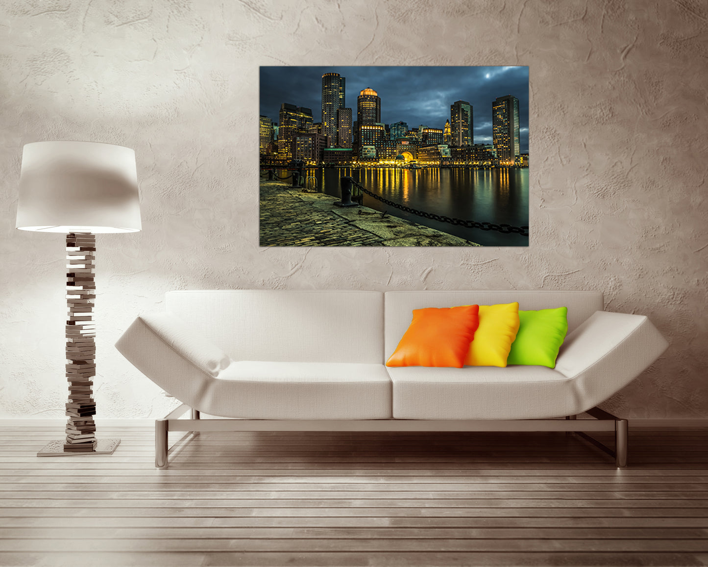 Boston city skyline print on canvas travel decor