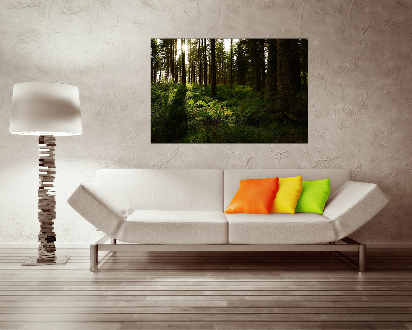 Forest canvas Trees wall print Nature art Fern leaf artwork