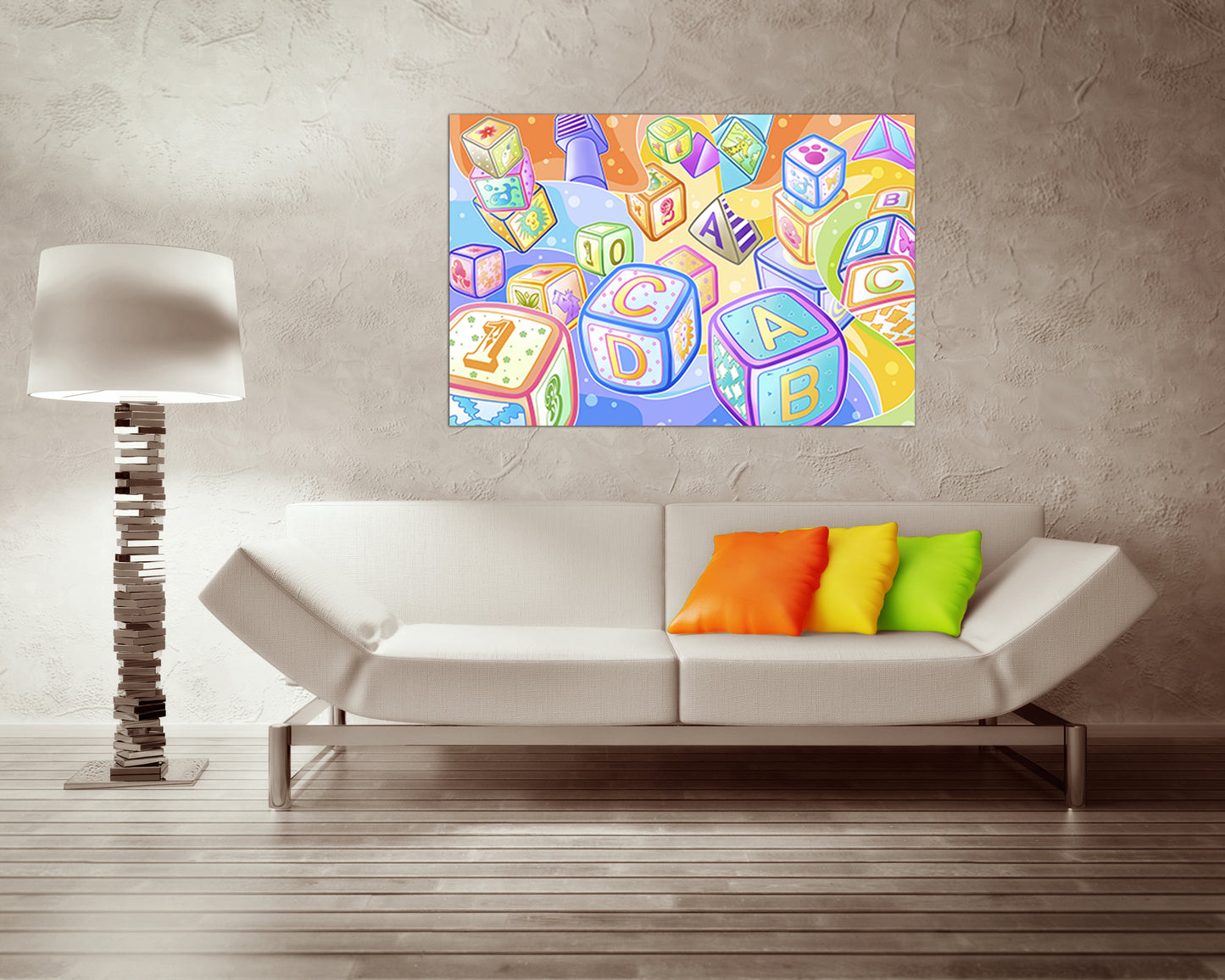 Letter canvas set Number print Baby cubes decor Kids artwork Pretty wall art