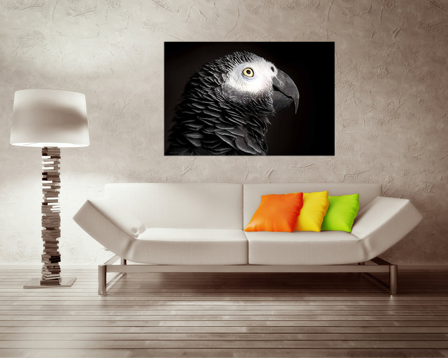 Grey parrot print Gallery wall set Bird canvas African grey Cockatoo bird art Tropical home photo