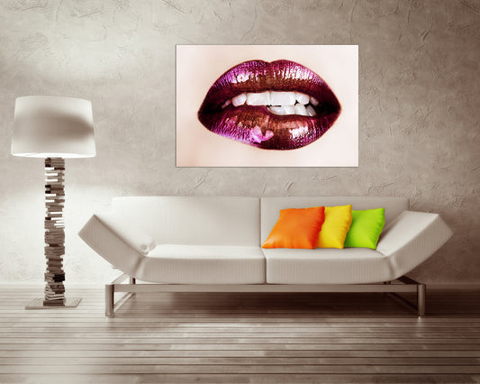 Red lips canvas Girls room decor Fashion art works ready to hang