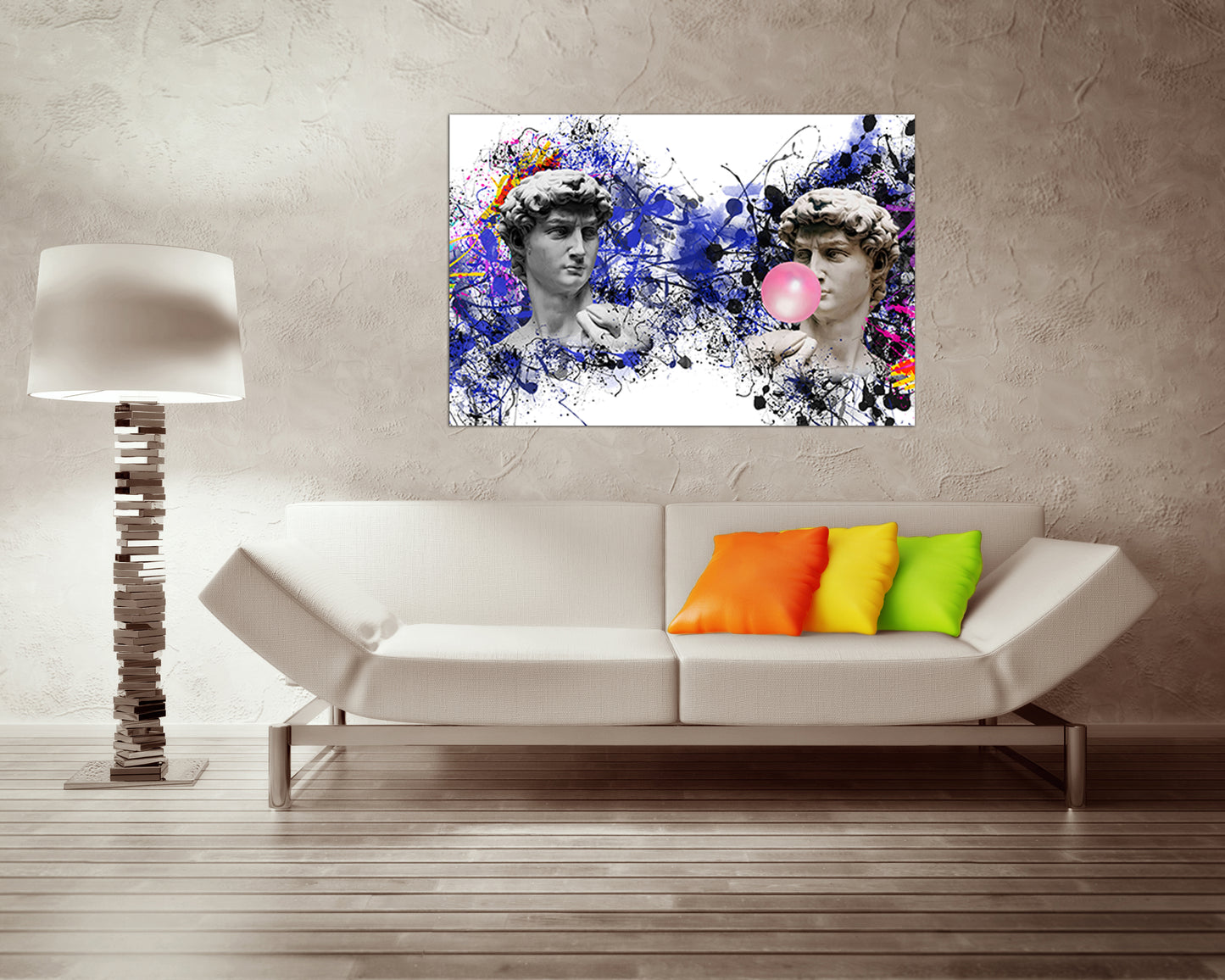 Michelangelo canvas David gift art works Bubble gum decor Greek mythology paint splatter