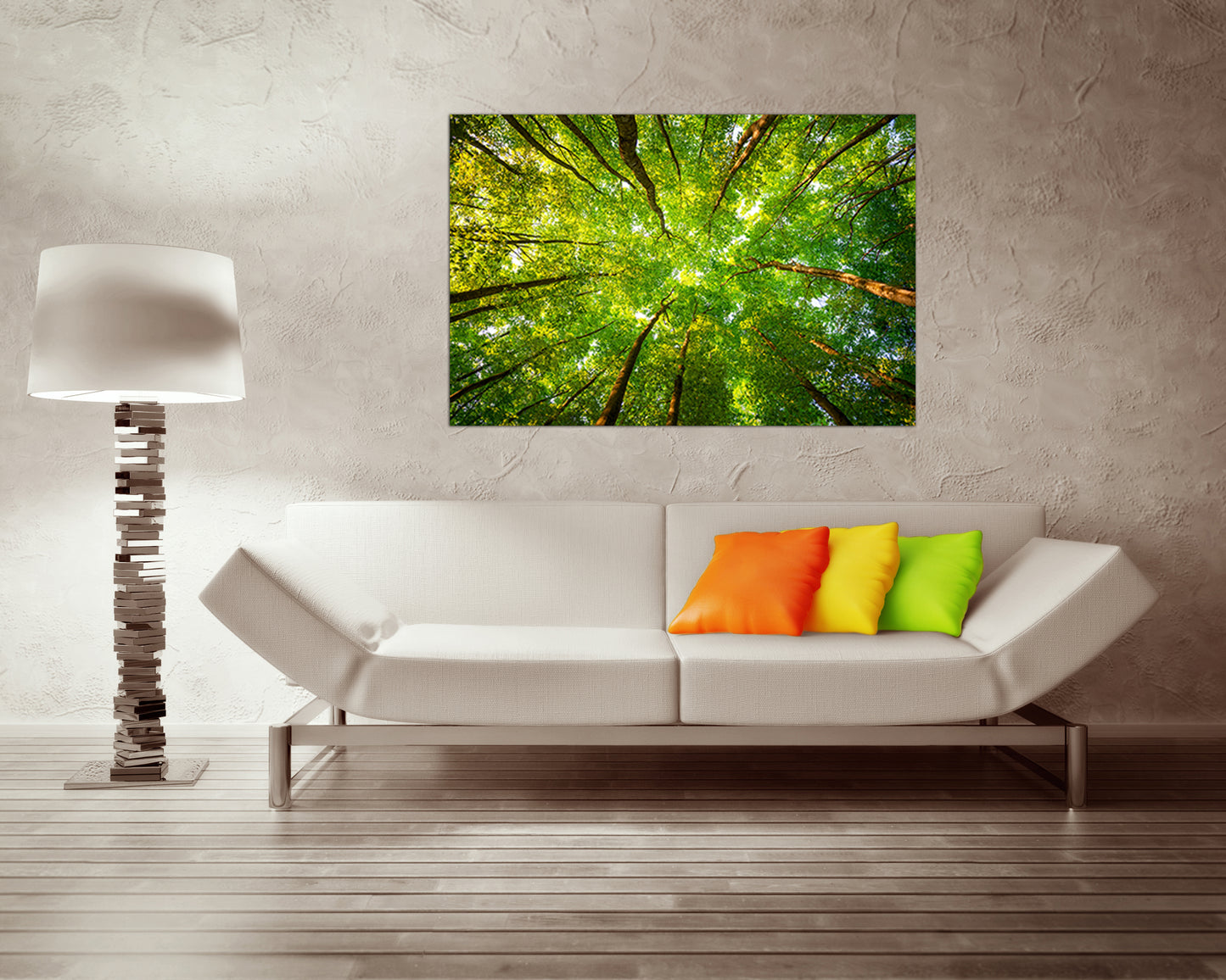 Wall art canvas Tree green forest print Landscape artwork Branches décor Crowns ready to hang