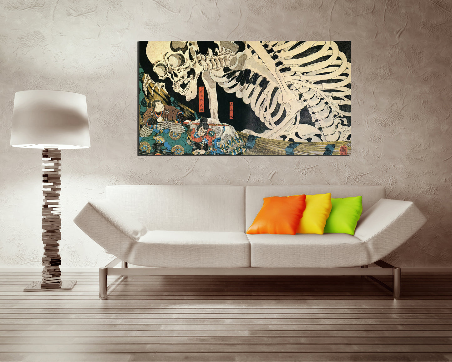 Skeleton canvas Samurai wall decor Japanese style art works Skeleton gift