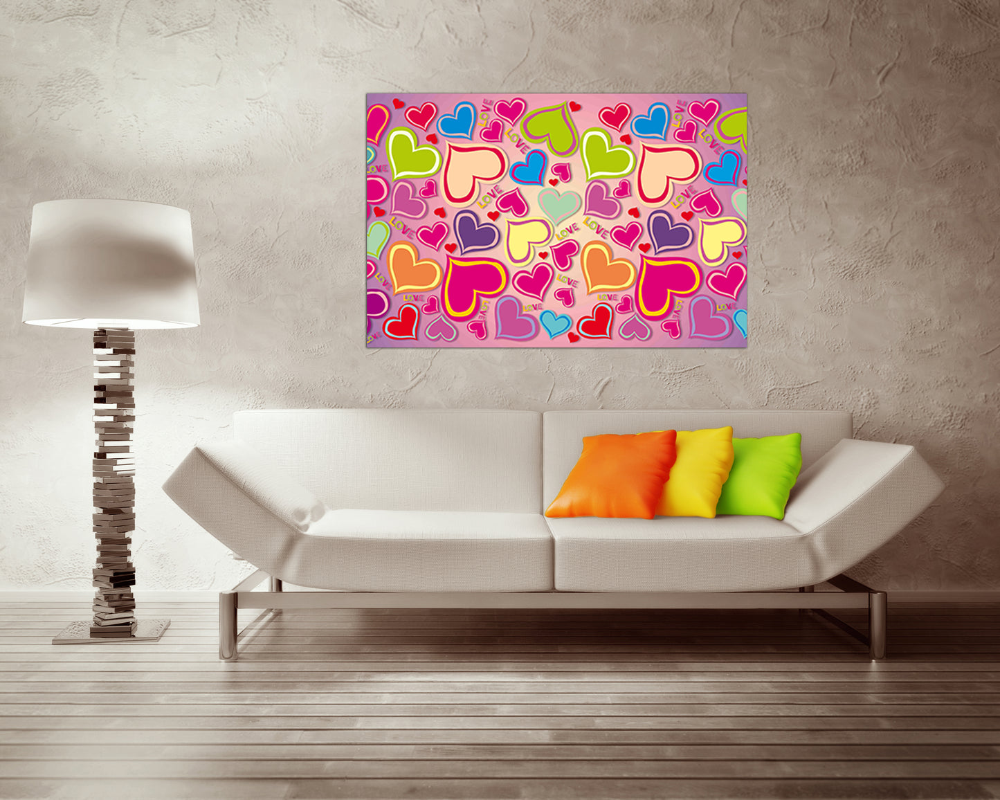 Love heart print on canvas Romantic décor art works