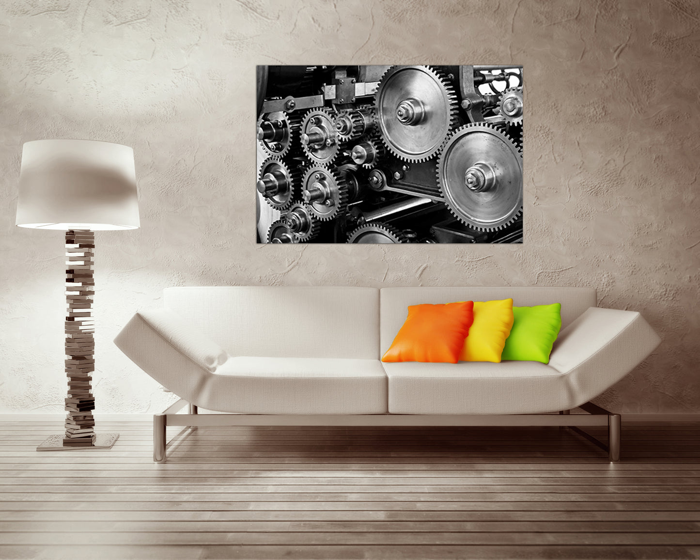 Gear print Engine canvas Mechanism decor Mechanical gear cogs