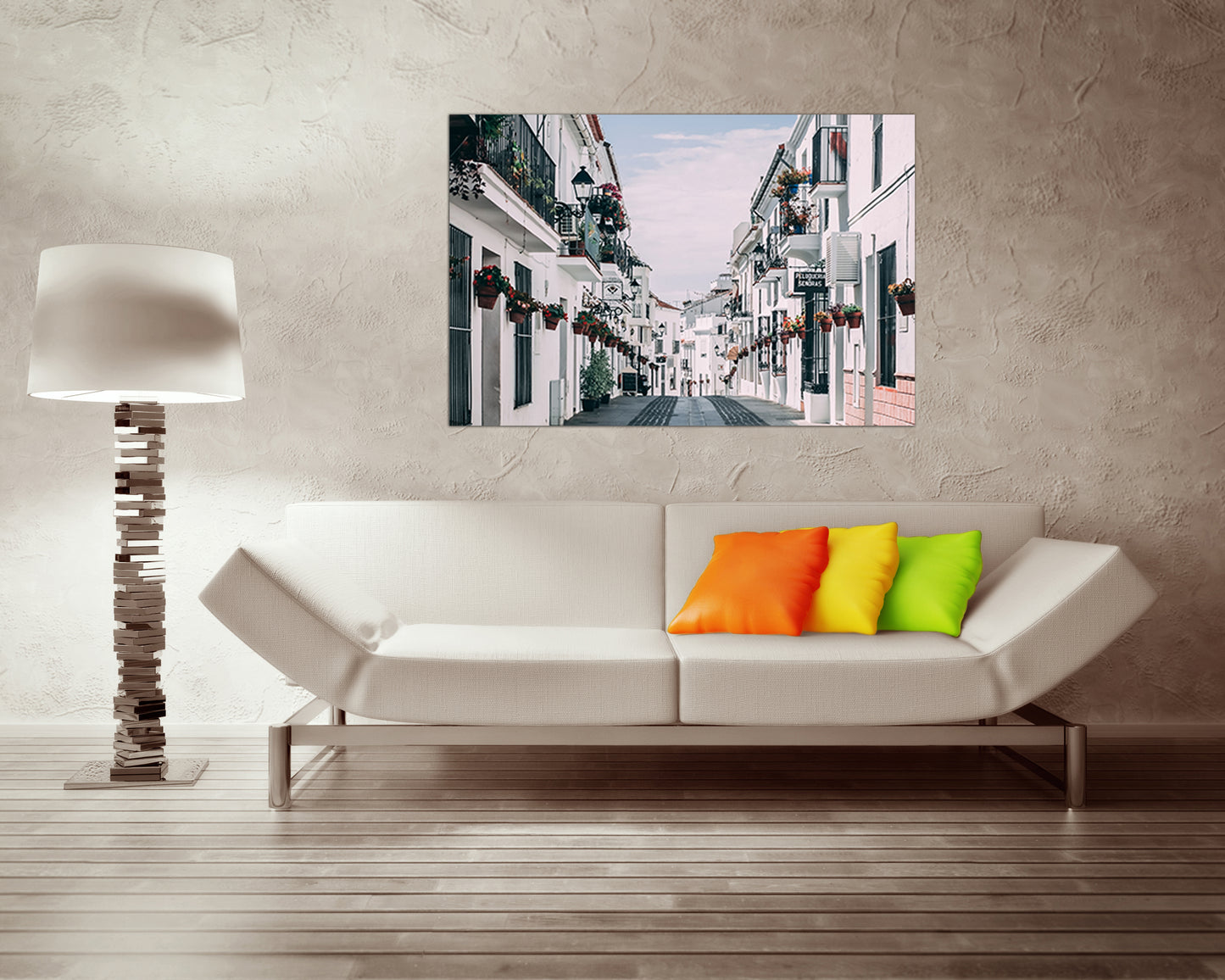 Wall panel canvas Costa del sol Andalusia Spain décor City street Spain wall art Travel print