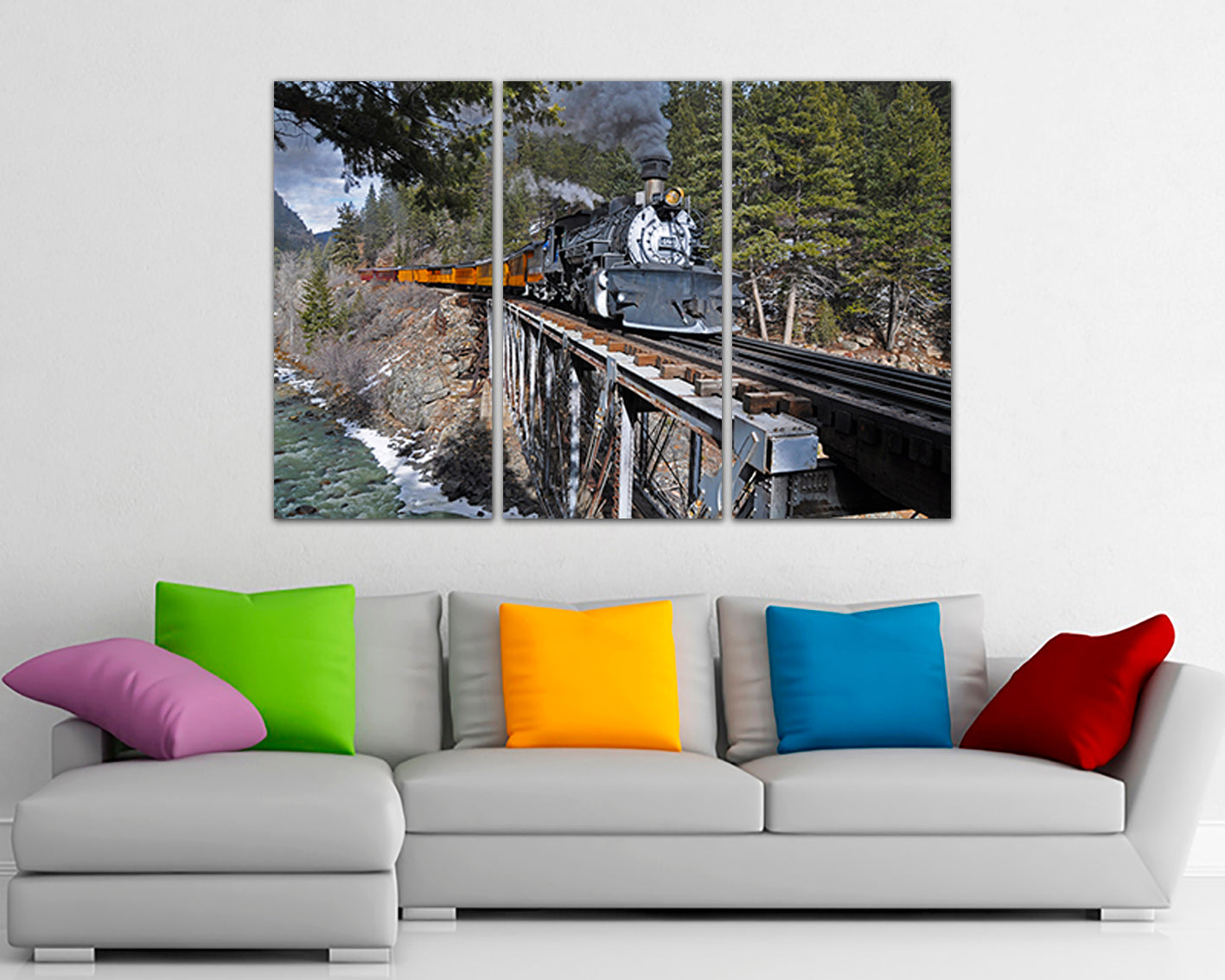 Wall art canvas Durango train Steam engine Mechanism decor Engine photo