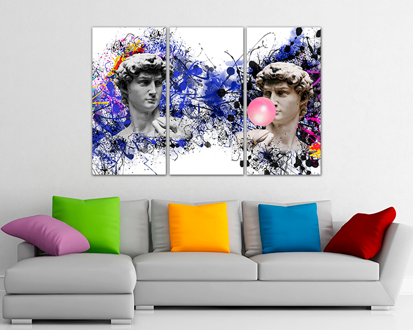Michelangelo canvas David gift art works Bubble gum decor Greek mythology paint splatter